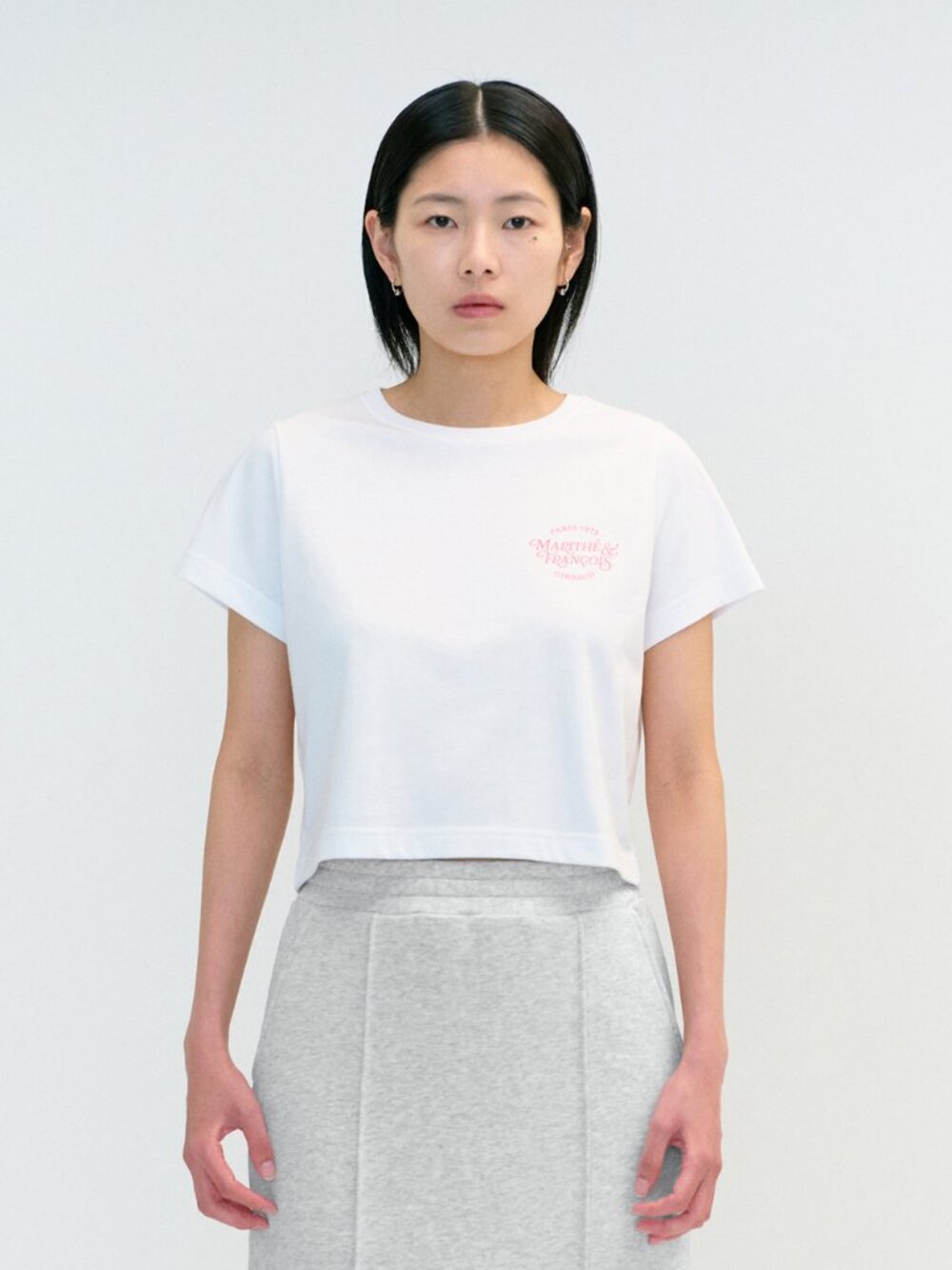 Marithe Francois Girbaud W Aerocool Mellow Crop Logo Tee White Size M